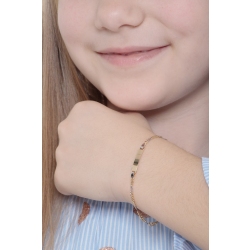 Pulsera en oro blanco y amarillo 18k con placa grabable, 16 cm 2