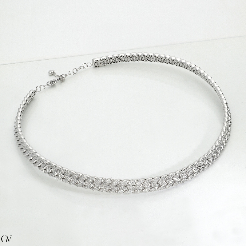 Choker groumette oro blanco 18k con diamantes
