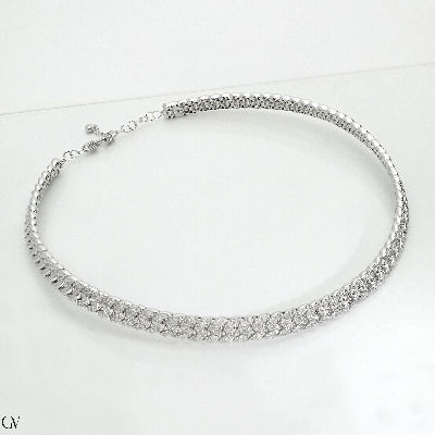 Choker groumette oro blanco 18k con diamantes