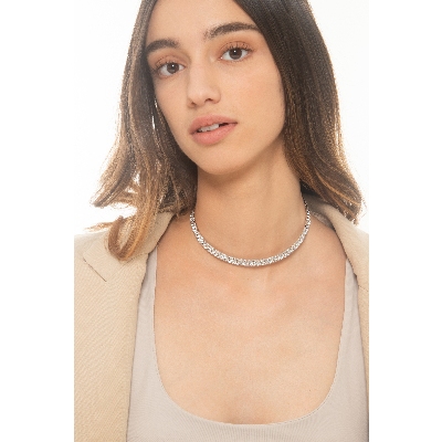 Choker groumette oro blanco 18k con diamantes