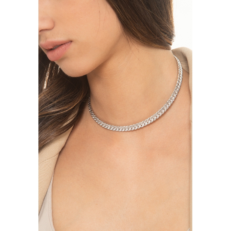 Choker groumette oro blanco 18k con diamantes
