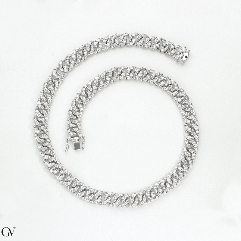 Collar elegante oro blanco 18k estilo groumette con diamantes