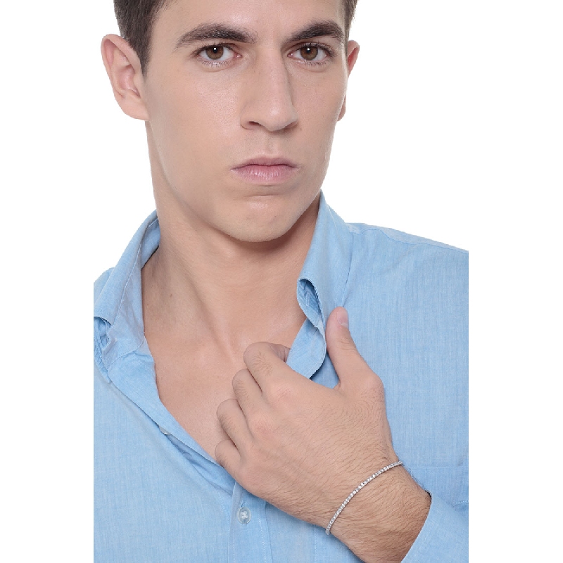 Pulsera tennis con diamantes en oro blanco 18 kilates  0,015 ct.