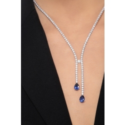 Collar tennis en oro blanco 18k con diamantes y zafiros azules 2