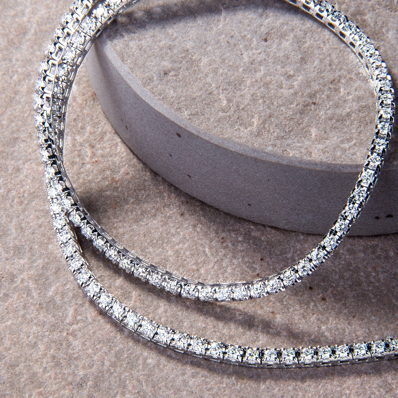 Collar de diamantes de oro blanco 18k riviere  Collar de diamantes de oro blanco 18k riviere