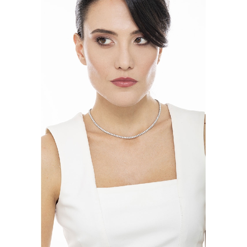 Collar de diamantes de oro blanco 18k riviere  Collar de diamantes de oro blanco 18k riviere