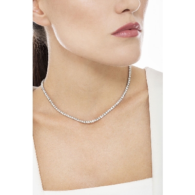 Collar de diamantes de oro blanco 18k riviere 