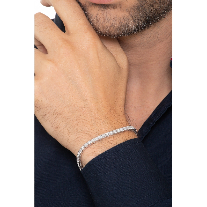 Riviere pulsera con diamantes en oro blanco 18 kilates  Riviere pulsera con diamantes en oro blanco 18 kilates