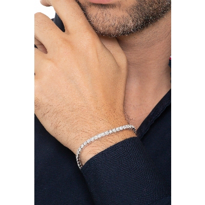 Riviere pulsera con diamantes en oro blanco 18 kilates 