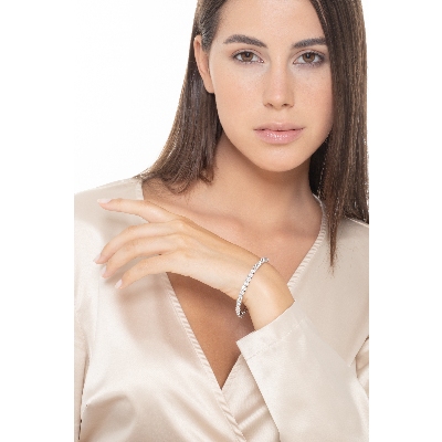 Pulsera tennis diamantes y oro blanco de 18 qt