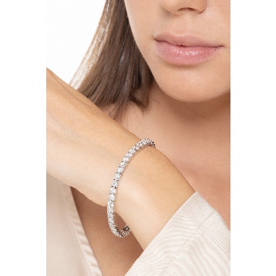 Pulsera tennis diamantes y oro blanco de 18 qt