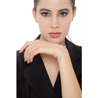 Pulsera tenis oro blanco 18 k y diamantes 4,40 mm aprox