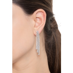 Pendientes riviere de tres hileras en oro blanco y diamantes 2
