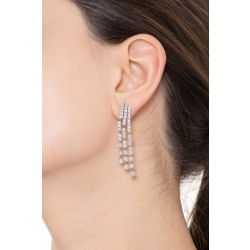 Pendientes cascada de oro blanco de 18k con diamantes 2
