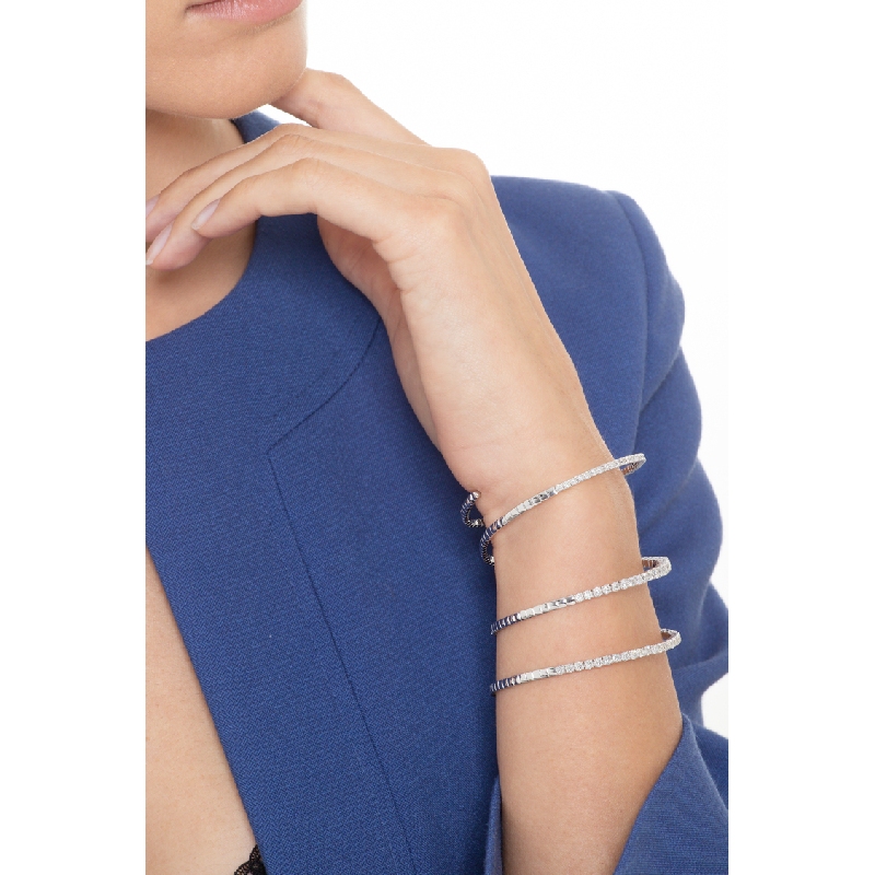Pulsera de resorte en oro blanco 18k con diamantes Pulsera de resorte en oro blanco 18k con diamantes