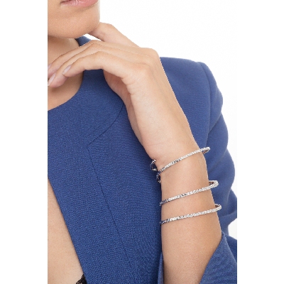 Pulsera de resorte en oro blanco 18k con diamantes