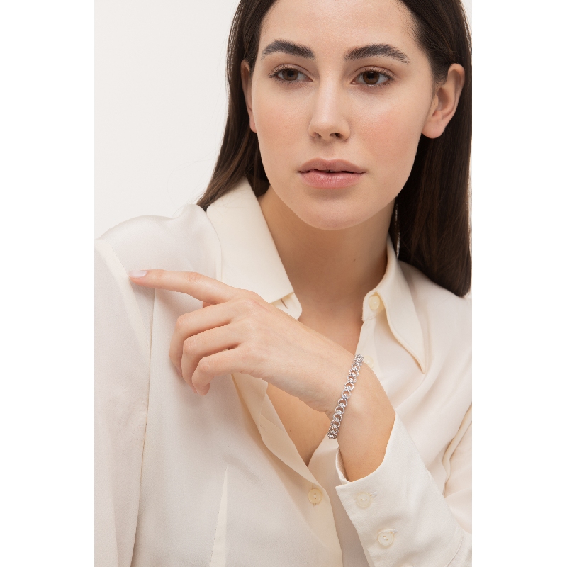 Pulsera en oro blanco de 18k con diamantes mujer