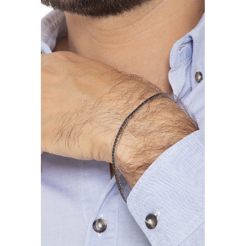 Pulsera Tennis en oro blanco de 18 quilates con diamantes negros