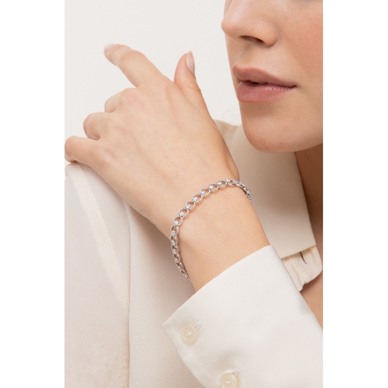 Pulsera en oro blanco de 18k con diamantes mujer