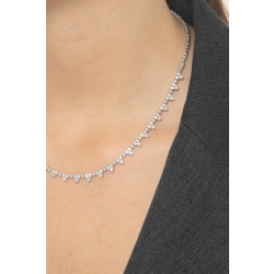 Collar tennis floral en oro blanco 18k con diamantes 2
