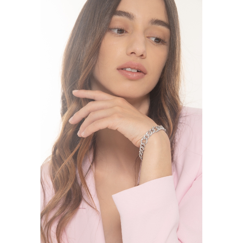 Pulsera groumette en oro blanco 750 con diamantes