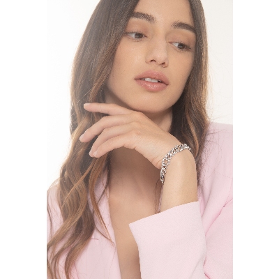 Pulsera groumette en oro blanco 750 con diamantes