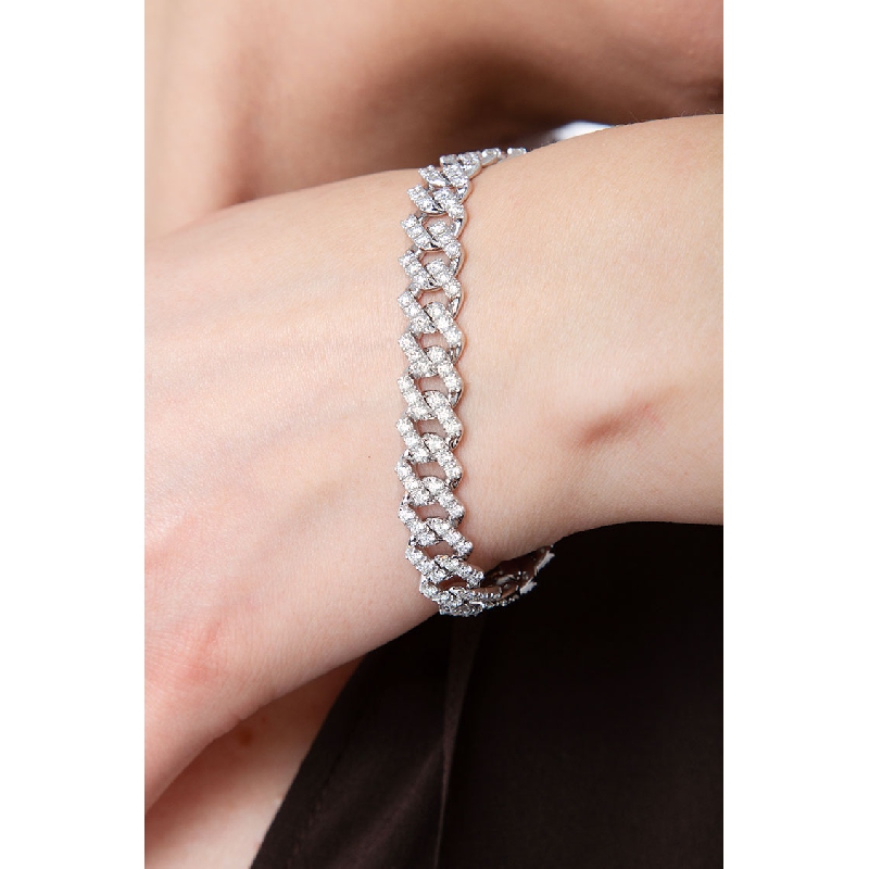 Pulsera Cubana oro blanco 18k con diamantes Pulsera Cubana oro blanco 18k con diamantes