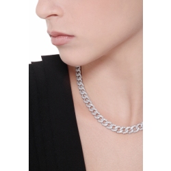 Cadena cubana en oro blanco de 18k con diamantes 2