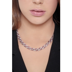 Collar suave oro blanco 18k tipo groumette con rubíes y diamantes 2