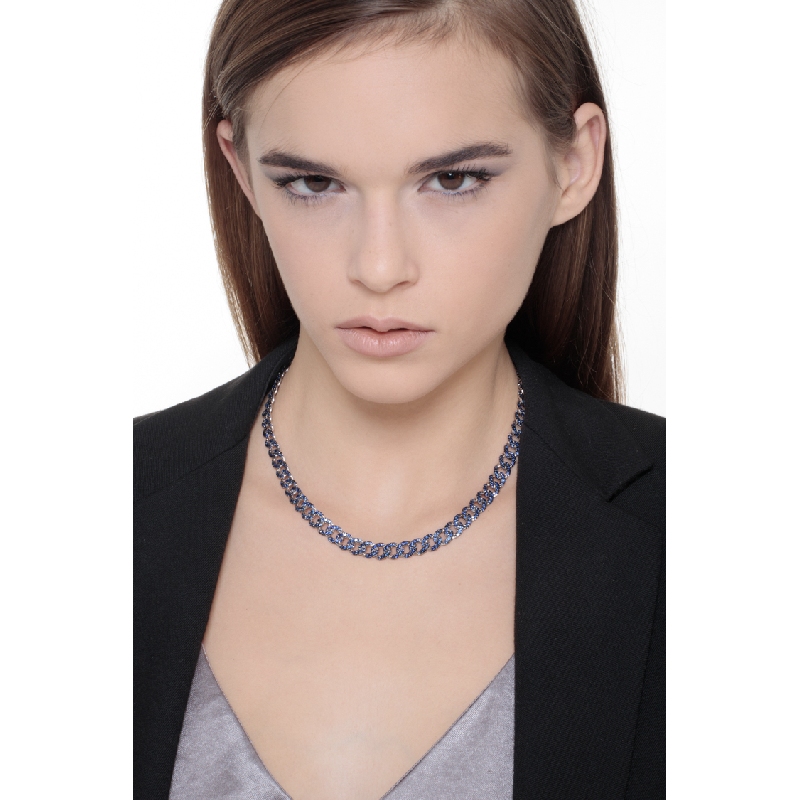Collar groumette en oro blanco 18k con zafiros azules Collar groumette en oro blanco 18k con zafiros azules