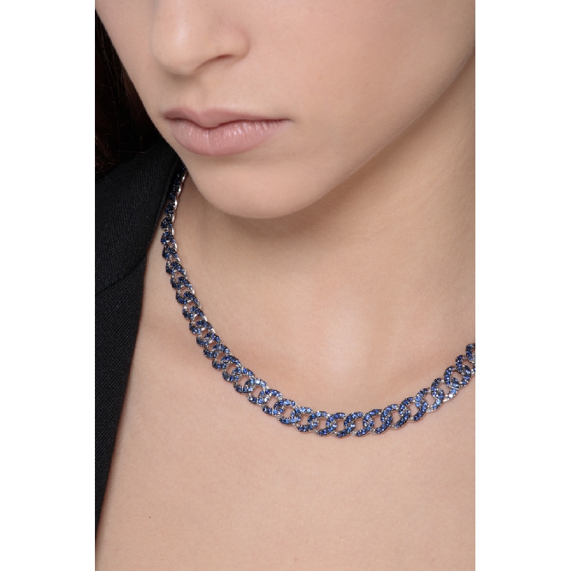 Collar groumette en oro blanco 18k con zafiros azules Collar groumette en oro blanco 18k con zafiros azules