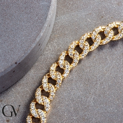 Collar gourmette en oro amarillo de 18k con diamantes