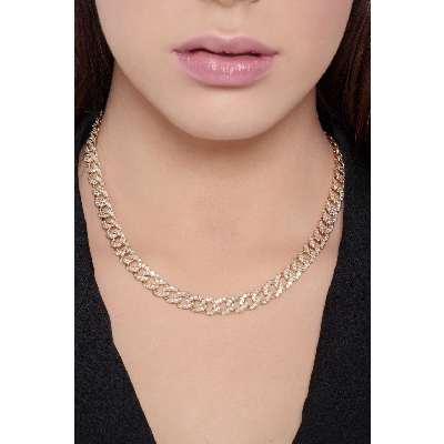 Collar gourmette en oro amarillo de 18k con diamantes