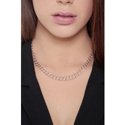 Cadena Cubana en oro rosa de 18 quilates con diamantes 2