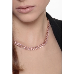 Cadena cubana en oro rosa de 18k con zafiros rosas 2