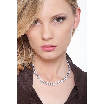 Cadena cubana hombre oro blanco y diamantes 