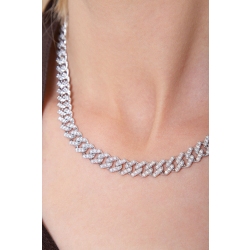 Cadena cubana hombre oro blanco y diamantes  2