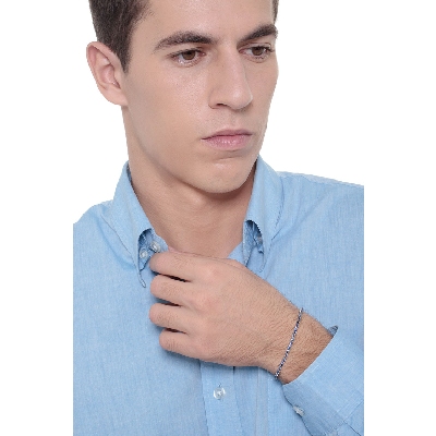 Pulsera en oro blanco 18k Tennis con zafiros azules