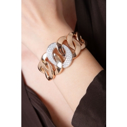 Pulsera cubana oro blanco y rosa 18k con diamantes  2