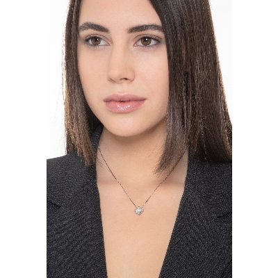 Colgante solitario en oro blanco diamante ct 0,90