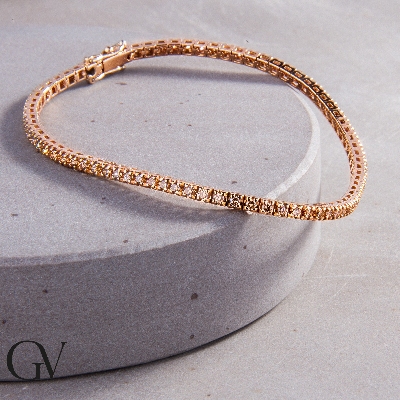 Pulsera tennis con garras en oro rosa de 18k con diamantes brown