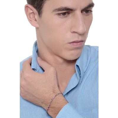 Pulsera Tennis en oro blanco de 18 quilates con rubíes de 0,01 ct