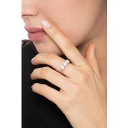 Anillo 3 piedras en oro blanco 18k con diamantes 1,50 ct 2