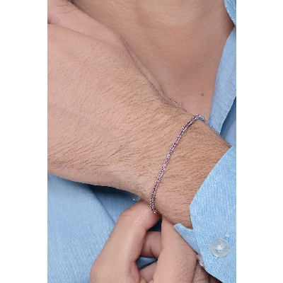 Pulsera Tennis en oro blanco de 18 quilates con rubíes de 0,01 ct