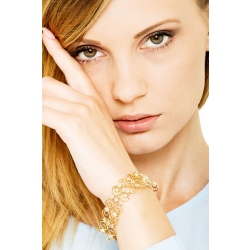 Pulsera en oro amarillo 18k con eslabones dobles y diamantes 2