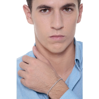 Pulsera riviere de diamantes en oro blanco 18 kilates 0,02 ct.