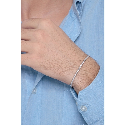 Pulsera riviere de diamantes en oro blanco 18 kilates 0,02 ct.