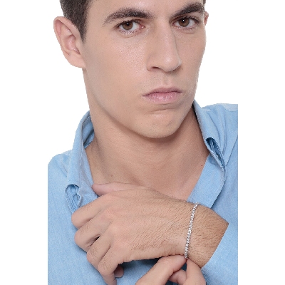 Riviere pulsera con diamantes en oro blanco 18 kilates 3 mm.