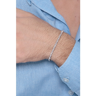 Riviere pulsera con diamantes en oro blanco 18 kilates 3 mm.