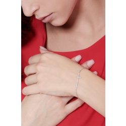 Pulsera cruz de oro blanco 750 y diamantes blancos 2
